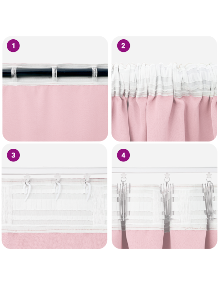 Tende con tende 2 pcs Rosa Baby 260 x 140 cm Poliestere