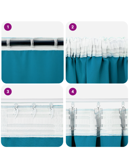 Tende con tende 2 pcs Turchese 260 x 140 cm Poliestere
