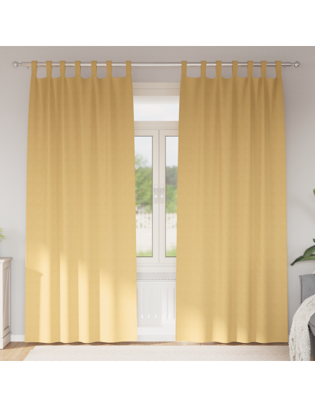Tende Blackout con Anelli 2 pcs Beige 245 x 140 cm Poliestere