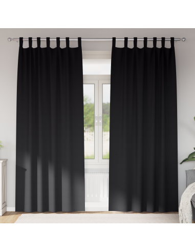 Tende Blackout con Anelli 2 pcs Nero 245 x 140 cm Poliestere