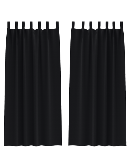 Tende con tende 2 pcs Nero 260 x 140 cm Poliestere