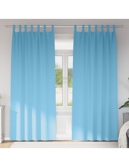 Tende con tende 2 pcs Azzurro 245 x 140 cm Poliestere