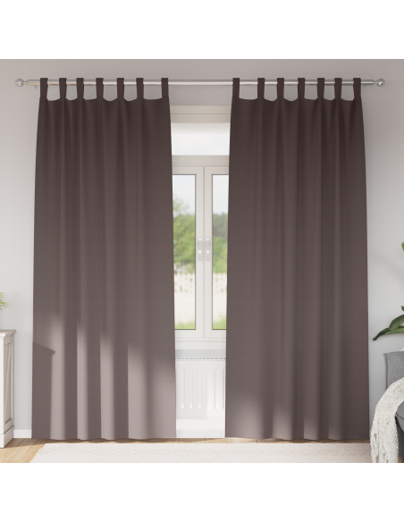 Tende Blackout con Anelli 2 pcs Marrone Scuro 260 x 140 cm
