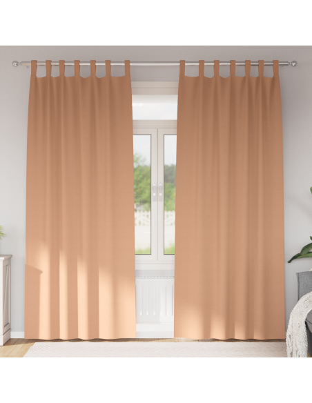 Tende Blackout con Anelli 2 pcs Marrone Chiaro 260 x 140 cm