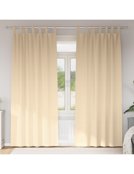 Tende con tende 2 pcs Crema 260 x 140 cm Poliestere