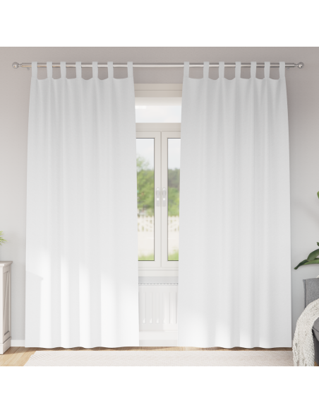 Tende con tende 2 pcs Bianco Puro 260 x 140 cm Poliestere