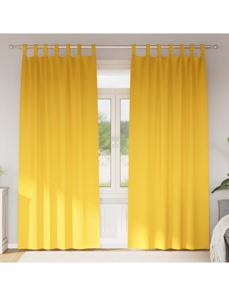 Tende con tende 2 pcs giallo senape 245 x 140 cm Poliestere