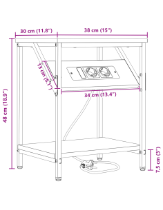 Armadio da Notte Grigio Sonoma 38 x 30 x 48 cm