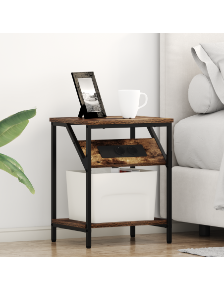 Armadio da Notte Rovere fumo 38 x 30 x 48 cm Legno multistrato