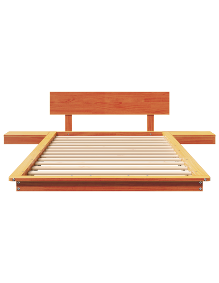 Struttura letto Piattaforma con Comodini Marrone Cerato 80x200cm Legno Massello