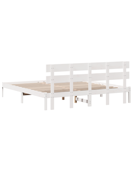 Struttura Letto vitaXL con Testiera Bianca 200x200 cm Legno Massello di Pino