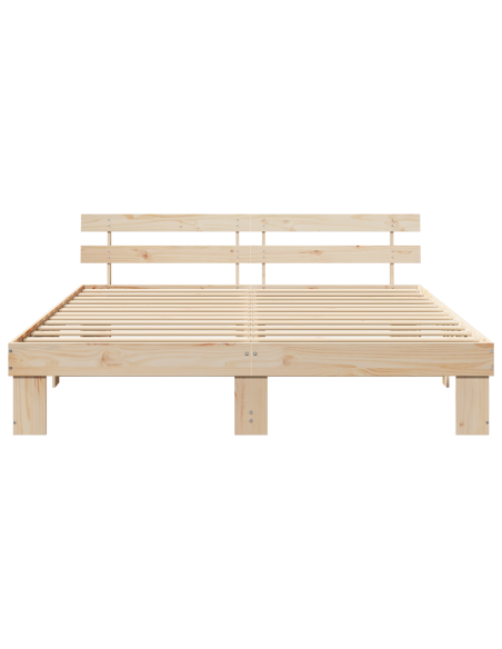 Struttura Letto con Testiera 180x200 cm Legno Massello Pino