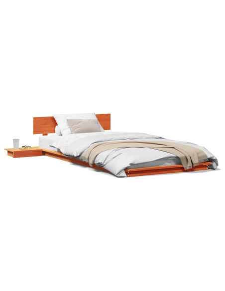 Struttura letto Piattaforma con Comodini Marrone Cerato 80x200cm Legno Massello