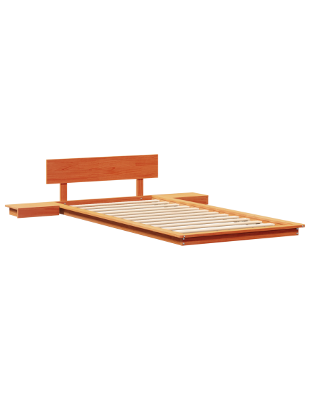Struttura letto Piattaforma con Comodini Marrone Cerato 80x200cm Legno Massello