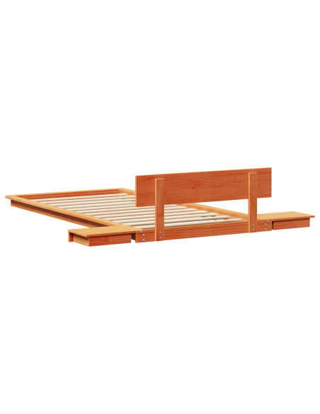 Struttura letto Piattaforma con Comodini Marrone Cerato 80x200cm Legno Massello