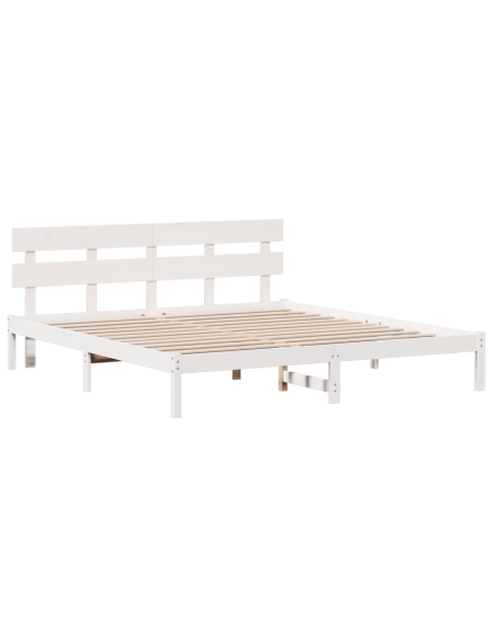 Struttura Letto vitaXL con Testiera Bianca 200x200 cm Legno Massello di Pino