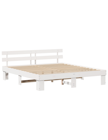 Struttura del letto Bianco 200 x 200 cm Pino massello