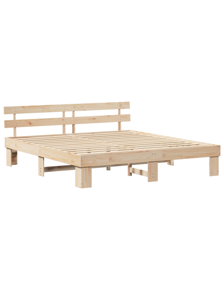 Struttura Letto con Testiera 180x200 cm Legno Massello Pino