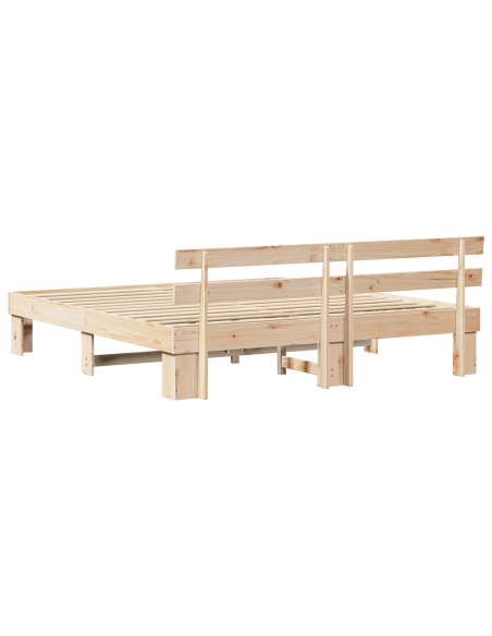 Struttura Letto con Testiera 180x200 cm Legno Massello Pino