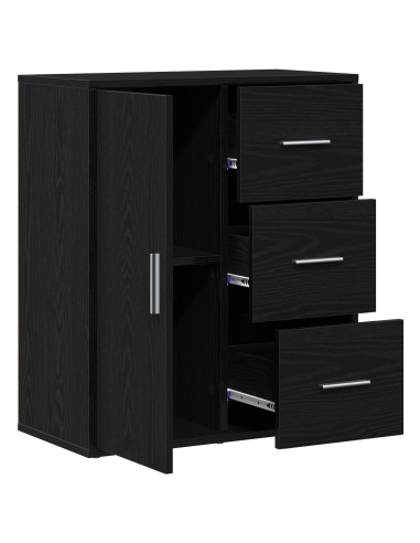 Credenza Rovere Nero 60 x 31 x 70 cm Legno multistrato