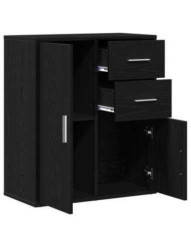Credenza Rovere Nero 60 x 31 x 70 cm Legno multistrato
