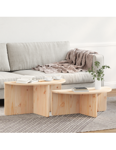 Tavolino da salotto 2 pcs Naturale Legno di pino massello