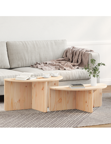 Tavolino da salotto 2 pcs Naturale Legno di pino massello