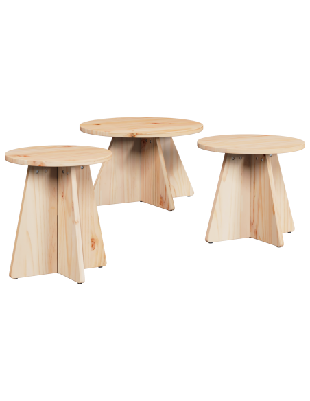 Tavolino da salotto 3 pcs Naturale 49 x 49 x 30 cm