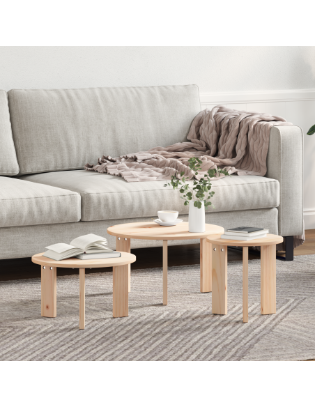 Tavolino da salotto 3 pcs Naturale 47.5 x 47.5 x 27 cm