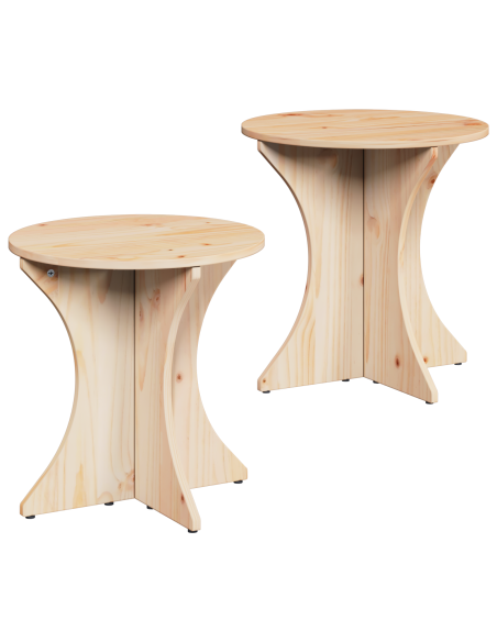 Tavolino da salotto 2 pcs Naturale Legno di pino massello