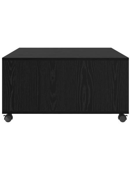 Tavolino da salotto con ruota Rovere nero 75 x 75 x 38 cm