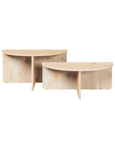 Tavolino da salotto 2 pcs Naturale Legno di pino massello 2