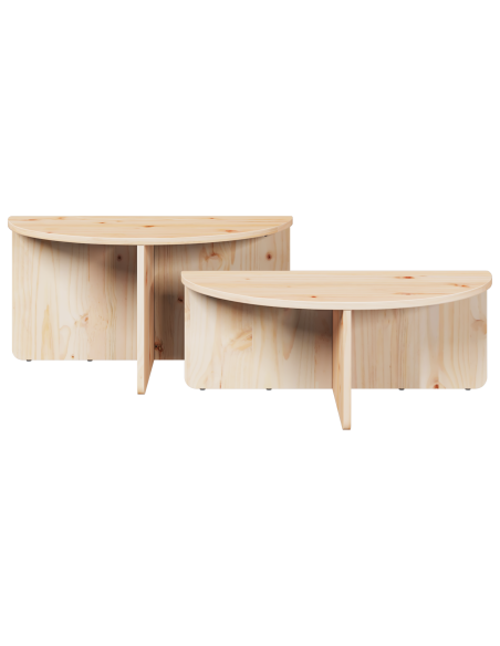 Tavolino da salotto 2 pcs Naturale Legno di pino massello