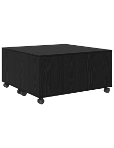 Tavolino da salotto con cassetto Rovere Nero 75 x 75 x 38 cm 2