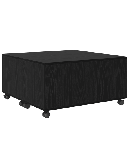 Tavolino da salotto con ruota Rovere nero 75 x 75 x 38 cm