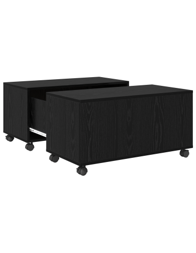 Tavolino da salotto con cassetto Rovere Nero 75 x 75 x 38 cm