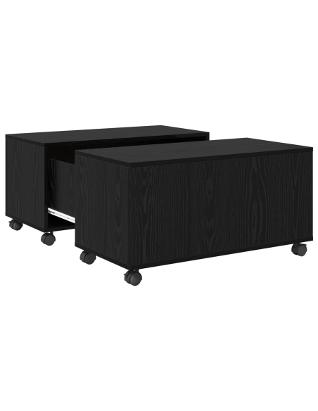 Tavolino da salotto con ruota Rovere nero 75 x 75 x 38 cm