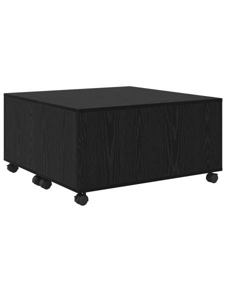 Tavolino da salotto con ruota Rovere nero 75 x 75 x 38 cm