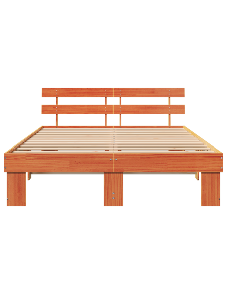 Struttura Letto con Testiera Marrone Cerato 150x200 cm Legno Massello di Pino