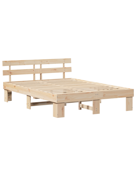 Struttura letto con testiera 150x200 cm in legno massello di pino