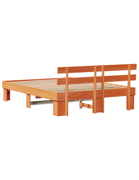 Struttura Letto con Testiera Marrone Cerato 150x200 cm Legno Massello di Pino