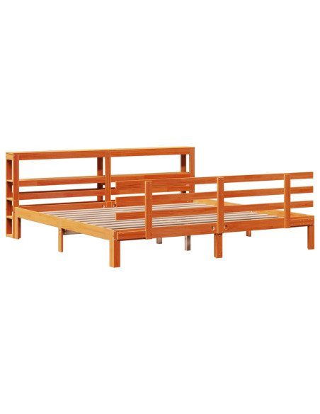 Giroletto con Testiera Marrone Cera 180x200 cm Massello Pino