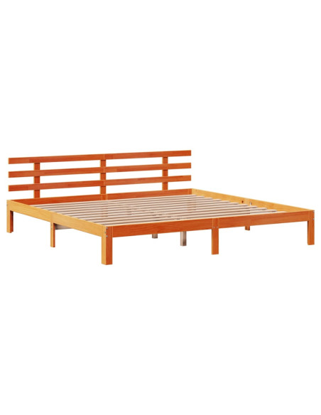 Giroletto con Testiera Marrone Cera 180x200 cm Massello Pino