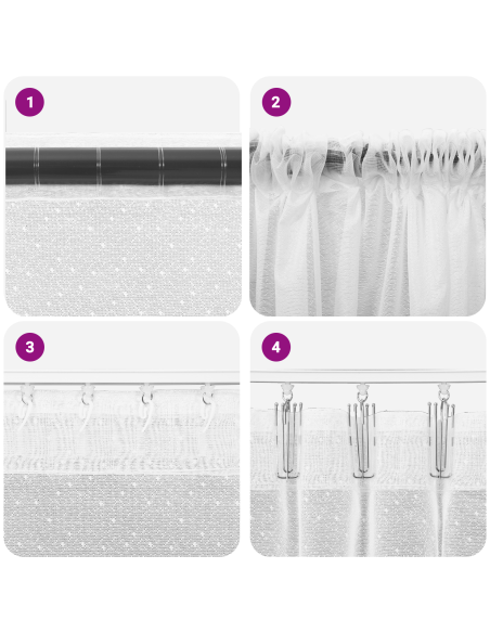 Tende con tende Floreale Bianco 600 x 140 cm Poliestere