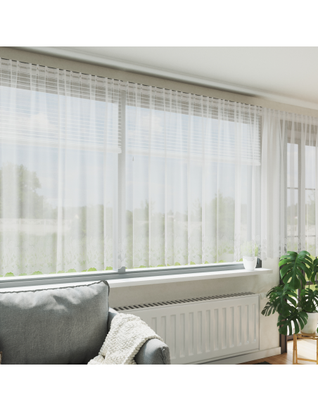 Tende con tende Floreale Bianco 600 x 140 cm Poliestere