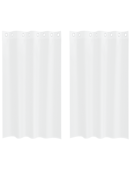 Tende con tende 2 pcs Bianco 140 x 175 cm Poliestere