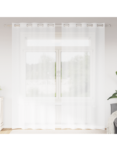 Tende con tende 2 pcs Bianco 140 x 245 cm Poliestere