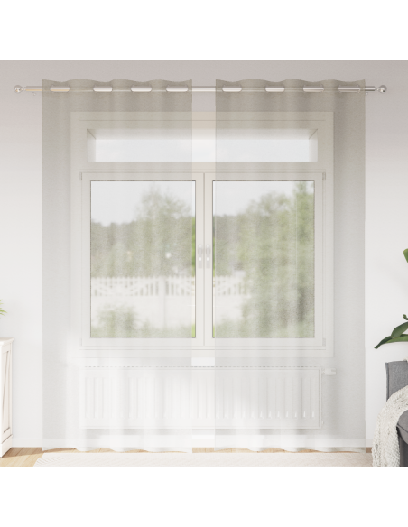 Tende con tende 2 pcs Crema 140 x 245 cm Poliestere