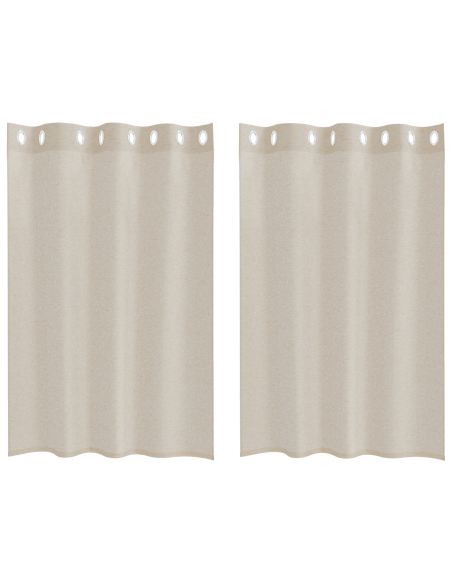 Tende con tende 2 pcs Sabbia 140 x 140 cm Poliestere
