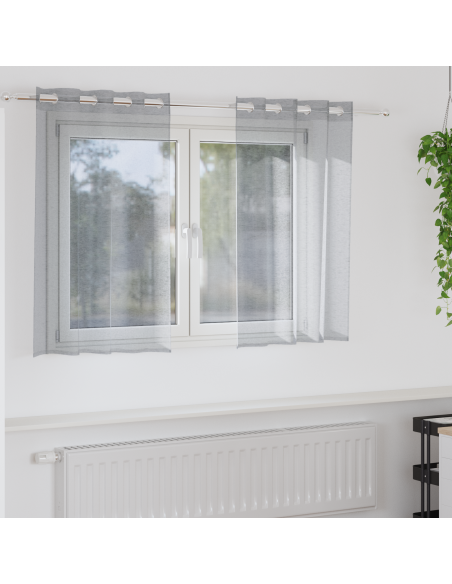 Tende con tende 2 pcs Grigio scuro 140 x 140 cm Poliestere